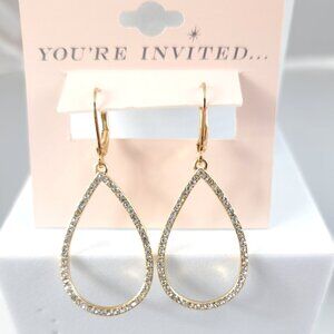 You're Invited Sparkling Gold Hoops